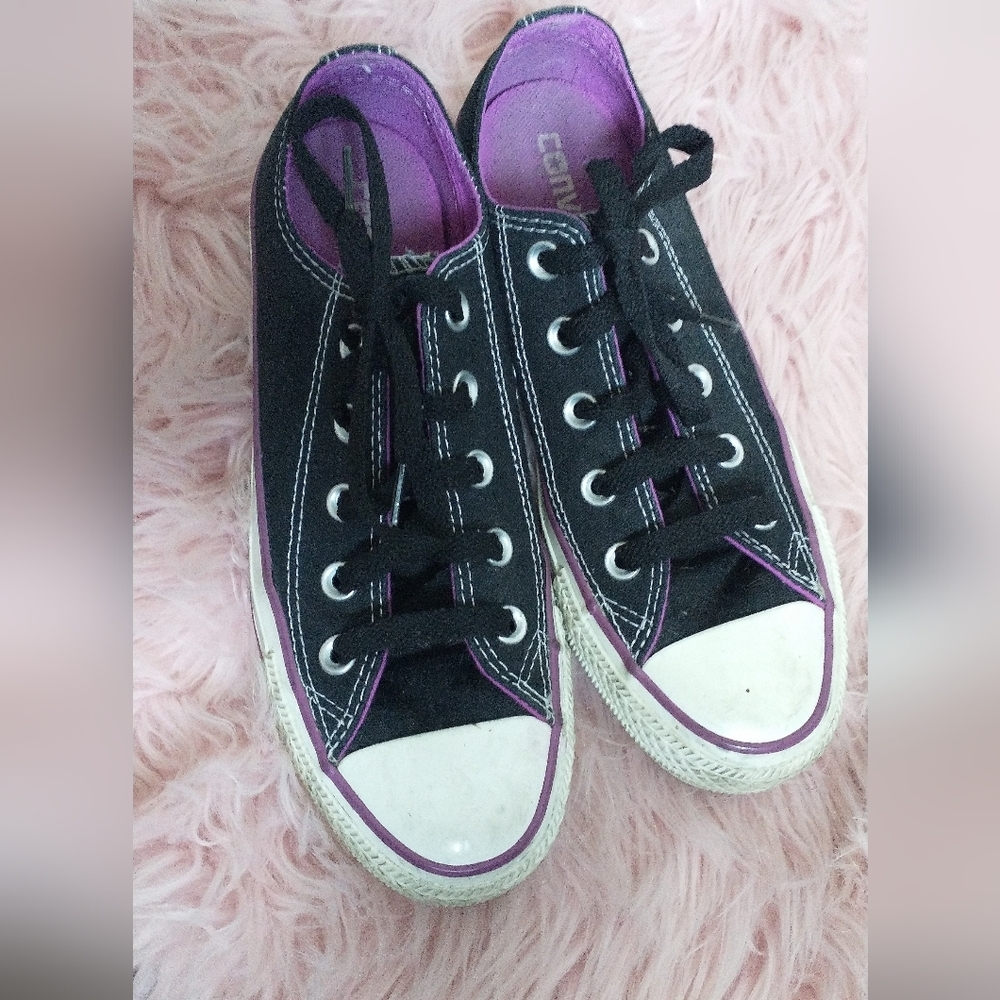 Converse All Star Black and Purple Sneakers Size 6 Women's